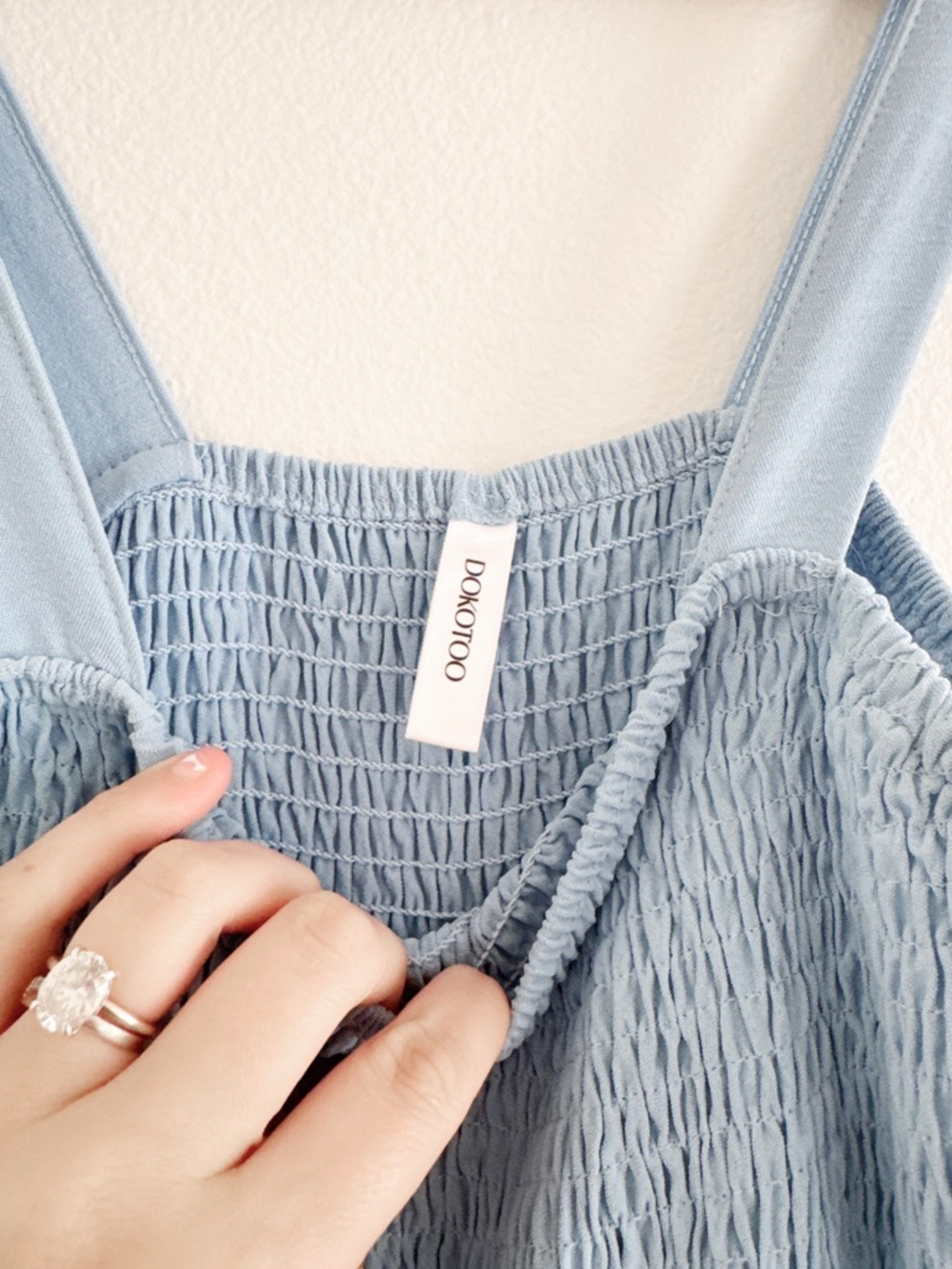 Dokotoo Light Blue Smocked Bodice Wide-Leg Jumpsuit small - Picture 5 of 7